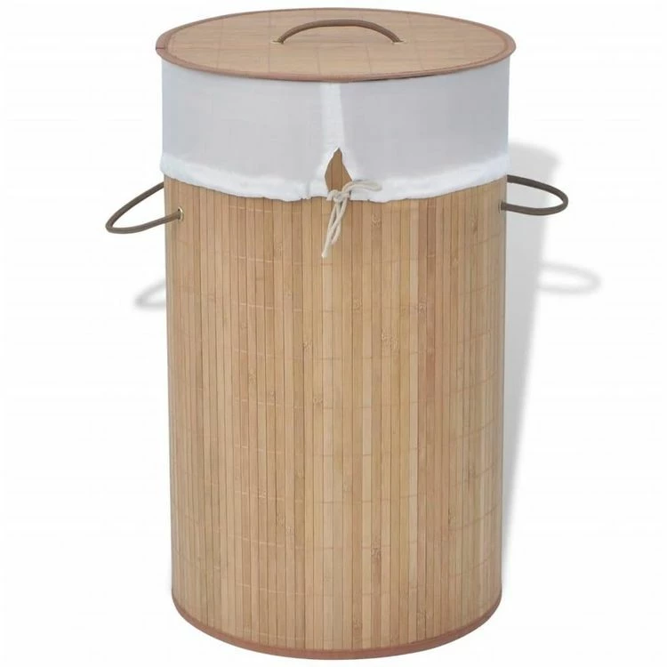 VIDAXL Panier A Linge Rond Bambou Naturel 1 VIDAXL Panier A Linge Rond Bambou Naturel