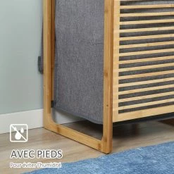 HOMCOM Panier à Linge Corbeille à Linge Bac à Linge Bambou Housse Polyester Gris Amovible 2 Poignées 11 HOMCOM Panier à Linge Corbeille à Linge Bac à Linge Bambou Housse Polyester Gris Amovible 2 Poignées -Paris Prix boutique B2CD 4314