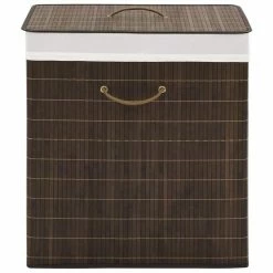 VIDAXL Panier A Linge Rectangulaire Bambou Marron Fonce