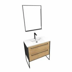 Aurlane Meuble Salle De Bains 80 Cm, Vasque Résine Blanche, Miroir Led - Finition Chêne Et Noir - STRUCTURA 7 Aurlane Meuble Salle De Bains 80 Cm, Vasque Résine Blanche, Miroir Led - Finition Chêne Et Noir - STRUCTURA -Paris Prix boutique B2CD 435
