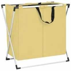 VIDAXL Trieuse A Linge A 2 Sections Creme -Paris Prix boutique B2CD 4373