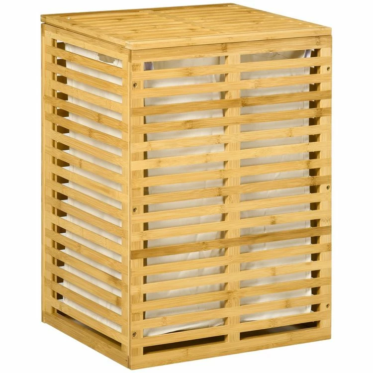 HOMCOM Panier à Linge Corbeille à Linge Bac à Linge Bambou Couvercle Sac Amovible Polyester Beige 1 HOMCOM Panier à Linge Corbeille à Linge Bac à Linge Bambou Couvercle Sac Amovible Polyester Beige