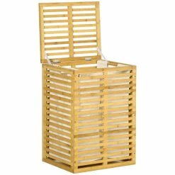 HOMCOM Panier à Linge Corbeille à Linge Bac à Linge Bambou Couvercle Sac Amovible Polyester Beige 9 HOMCOM Panier à Linge Corbeille à Linge Bac à Linge Bambou Couvercle Sac Amovible Polyester Beige -Paris Prix boutique B2CD 4391