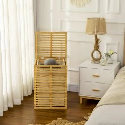 HOMCOM Panier à Linge Corbeille à Linge Bac à Linge Bambou Couvercle Sac Amovible Polyester Beige 10 HOMCOM Panier à Linge Corbeille à Linge Bac à Linge Bambou Couvercle Sac Amovible Polyester Beige -Paris Prix boutique B2CD 4392