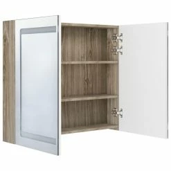 VIDAXL Armoire De Salle De Bain A Miroir LED Blanc Et Chene 80x12x68cm 10 VIDAXL Armoire De Salle De Bain A Miroir LED Blanc Et Chene 80x12x68cm -Paris Prix boutique B2CD 442