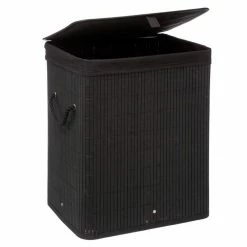 DIVERS Panier à Linge Design Bamboo - L. 40 X H. 50 Cm - Noir -Paris Prix boutique B2CD 4426
