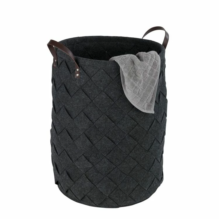 Wenko Panier à Linge Design Feutrine Tressée Trovo - Diam. 40 X H. 60 Cm - Gris Anthracite 1 Wenko Panier à Linge Design Feutrine Tressée Trovo - Diam. 40 X H. 60 Cm - Gris Anthracite