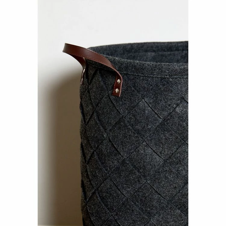 Wenko Panier à Linge Design Feutrine Tressée Trovo - Diam. 40 X H. 60 Cm - Gris Anthracite 2 Wenko Panier à Linge Design Feutrine Tressée Trovo - Diam. 40 X H. 60 Cm - Gris Anthracite – Image 2
