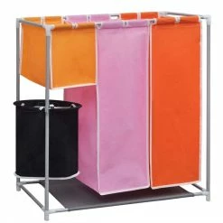 VIDAXL Panier A Linge A 3 Sections Avec Un Bac De Lavage