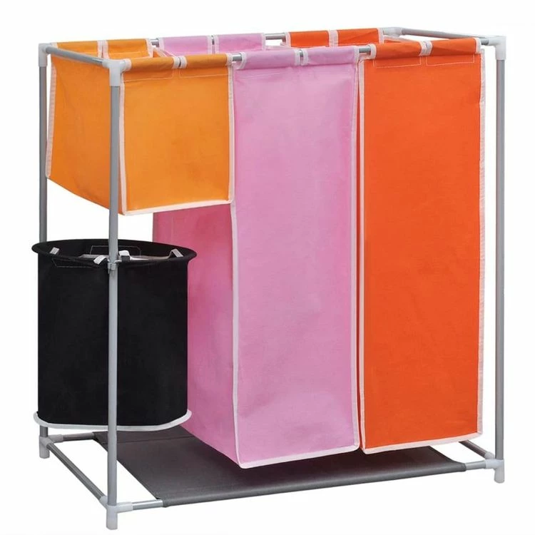 VIDAXL Panier A Linge A 3 Sections Avec Un Bac De Lavage 1 VIDAXL Panier A Linge A 3 Sections Avec Un Bac De Lavage