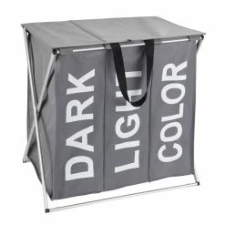 Wenko Panier à Linge 3 Compartiments Trio - L. 57 X H. 57 Cm - Gris