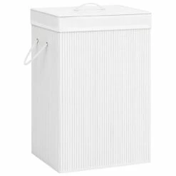VIDAXL Panier A Linge Bambou Blanc 72 L