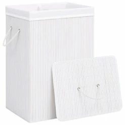 VIDAXL Panier A Linge Bambou Blanc 72 L -Paris Prix boutique B2CD 4449