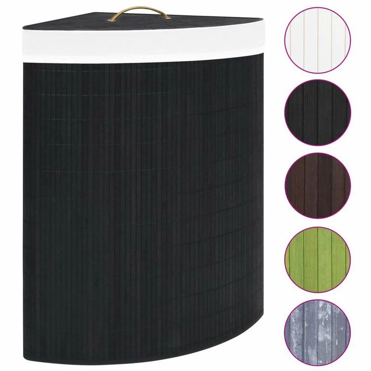 VIDAXL Panier A Linge D'angle Bambou Noir 60 L 2 VIDAXL Panier A Linge D'angle Bambou Noir 60 L – Image 2