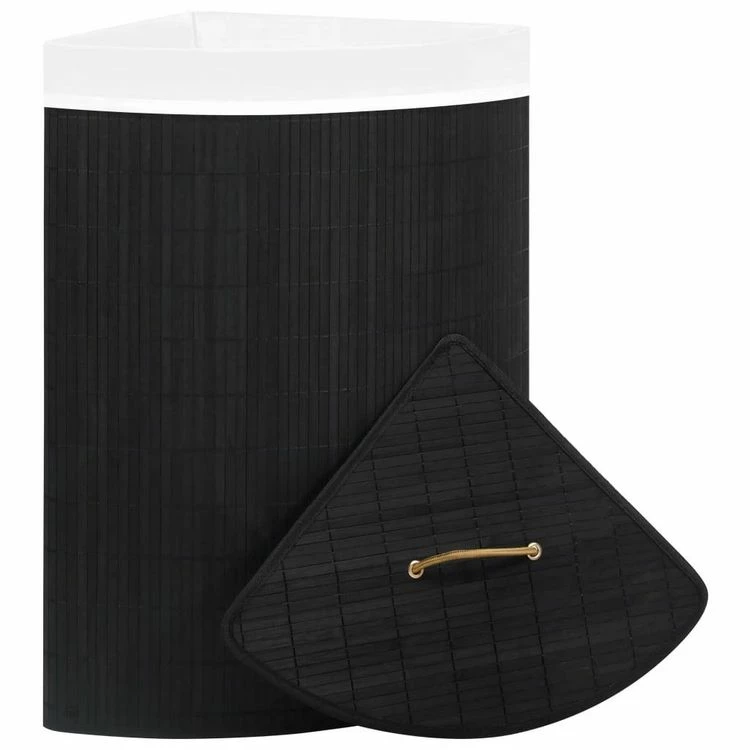 VIDAXL Panier A Linge D'angle Bambou Noir 60 L 3 VIDAXL Panier A Linge D'angle Bambou Noir 60 L – Image 3