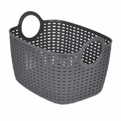 Paris Prix Panier à Linge Arrondi Tressé 12L Gris