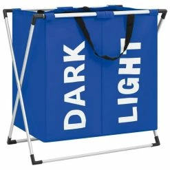 VIDAXL Trieuse A Linge A 2 Sections Bleu