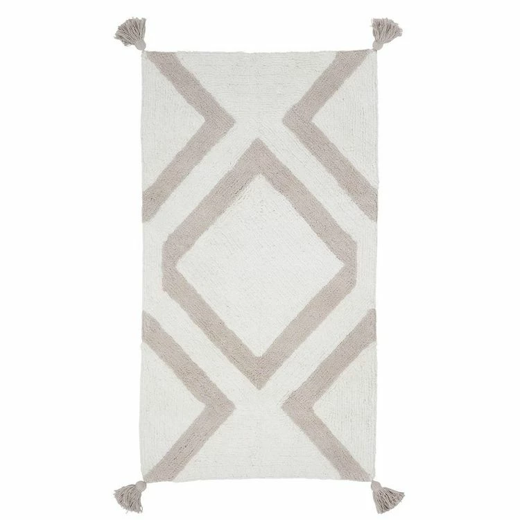 GUY LEVASSEUR Tapis De Bain En Coton Fantaisie écru à Pompons 60x120cm 1 GUY LEVASSEUR Tapis De Bain En Coton Fantaisie écru à Pompons 60x120cm