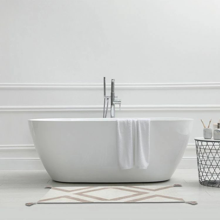 GUY LEVASSEUR Tapis De Bain En Coton Fantaisie écru à Pompons 60x120cm 2 GUY LEVASSEUR Tapis De Bain En Coton Fantaisie écru à Pompons 60x120cm – Image 2