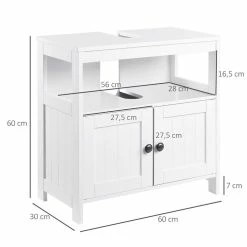 KLEANKIN Meuble Vasque - Meuble Sous-vasque - 2 Portes Rainurées Avec étagère - Poignées Alliage Aluminium - Dim. 60L X 30l X 60H Cm - MDF Blanc 8 KLEANKIN Meuble Vasque - Meuble Sous-vasque - 2 Portes Rainurées Avec étagère - Poignées Alliage Aluminium - Dim. 60L X 30l X 60H Cm - MDF Blanc -Paris Prix boutique B2CD 455