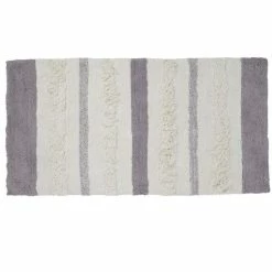GUY LEVASSEUR Tapis De Bain En Coton Fantaisie Blanc Et Gris 60x120cm