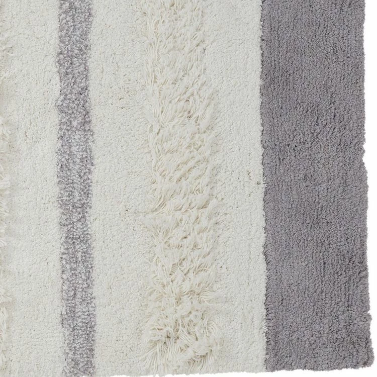 GUY LEVASSEUR Tapis De Bain En Coton Fantaisie Blanc Et Gris 60x120cm 3 GUY LEVASSEUR Tapis De Bain En Coton Fantaisie Blanc Et Gris 60x120cm – Image 3