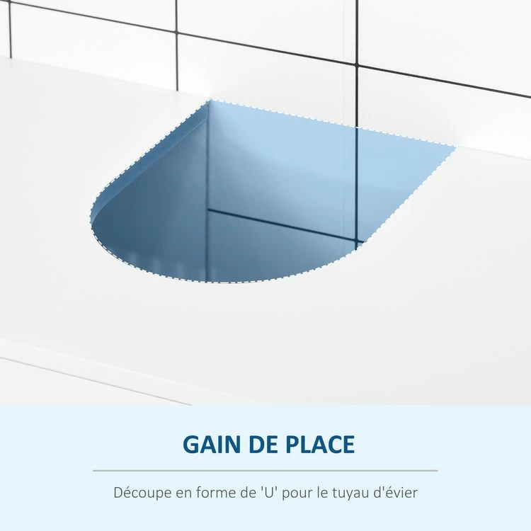 KLEANKIN Meuble Vasque - Meuble Sous-vasque - 2 Portes Rainurées Avec étagère - Poignées Alliage Aluminium - Dim. 60L X 30l X 60H Cm - MDF Blanc 6 KLEANKIN Meuble Vasque - Meuble Sous-vasque - 2 Portes Rainurées Avec étagère - Poignées Alliage Aluminium - Dim. 60L X 30l X 60H Cm - MDF Blanc – Image 6