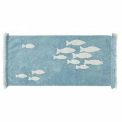 GUY LEVASSEUR Tapis De Bain En Coton Fantaisie Bleu 60x120cm