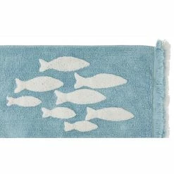 GUY LEVASSEUR Tapis De Bain En Coton Fantaisie Bleu 60x120cm -Paris Prix boutique B2CD 4654