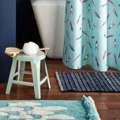 GUY LEVASSEUR Tapis De Bain En Coton Fantaisie Bleu 60x120cm -Paris Prix boutique B2CD 4655