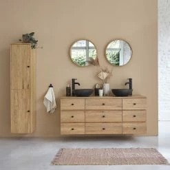 BOIS DESSUS BOIS DESSOUS Meuble De Salle De Bain En Chêne 9 Tiroirs 140 -Paris Prix boutique B2CD 474