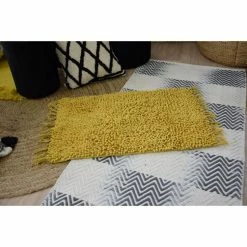 GUY LEVASSEUR Tapis De Bain En Coton Uni à Franges 50x70cm -Paris Prix boutique B2CD 4761