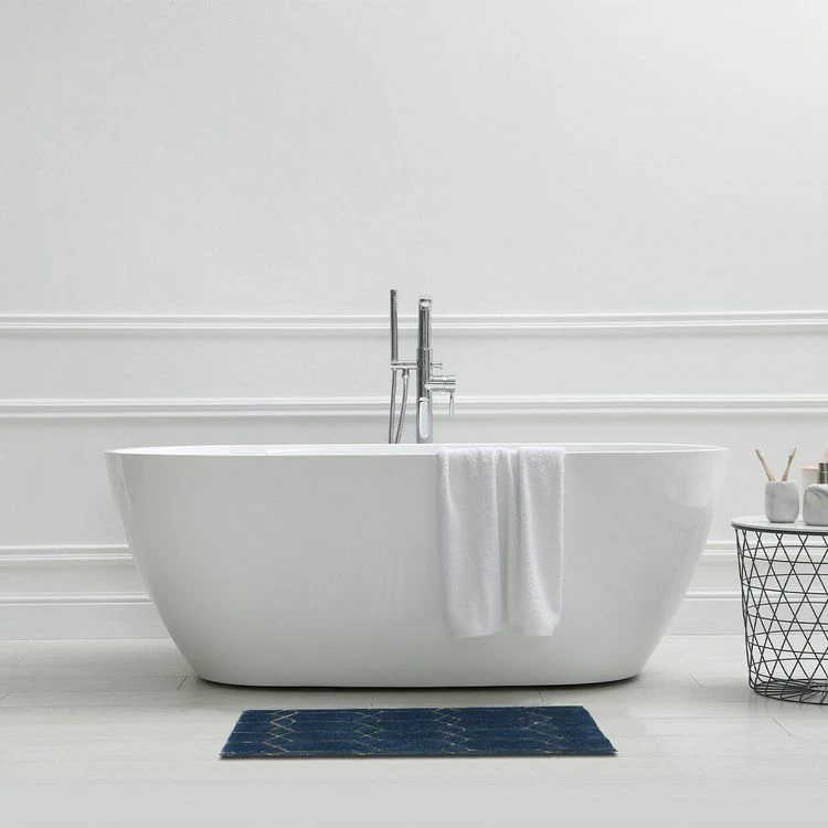 GUY LEVASSEUR Tapis De Bain En Coton Fantaisie Bleu 50x80cm 2 GUY LEVASSEUR Tapis De Bain En Coton Fantaisie Bleu 50x80cm – Image 2