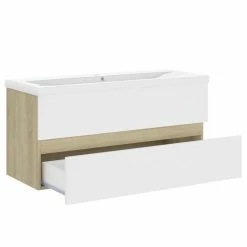 VIDAXL Armoire D'evier Et Lavabo Integre Blanc/chene Sonoma Agglomere 9 VIDAXL Armoire D'evier Et Lavabo Integre Blanc/chene Sonoma Agglomere -Paris Prix boutique B2CD 495