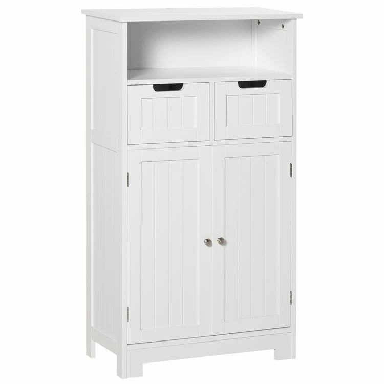 KLEANKIN Meuble Bas De Salle De Bain Multi-rangements Grande Niche 2 Tiroirs Placard Double Porte Avec étagère MDF Blanc 1 KLEANKIN Meuble Bas De Salle De Bain Multi-rangements Grande Niche 2 Tiroirs Placard Double Porte Avec étagère MDF Blanc