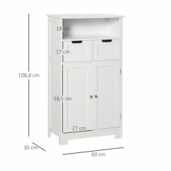 KLEANKIN Meuble Bas De Salle De Bain Multi-rangements Grande Niche 2 Tiroirs Placard Double Porte Avec étagère MDF Blanc 8 KLEANKIN Meuble Bas De Salle De Bain Multi-rangements Grande Niche 2 Tiroirs Placard Double Porte Avec étagère MDF Blanc -Paris Prix boutique B2CD 508