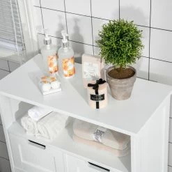 KLEANKIN Meuble Bas De Salle De Bain Multi-rangements Grande Niche 2 Tiroirs Placard Double Porte Avec étagère MDF Blanc 11 KLEANKIN Meuble Bas De Salle De Bain Multi-rangements Grande Niche 2 Tiroirs Placard Double Porte Avec étagère MDF Blanc -Paris Prix boutique B2CD 511