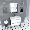 Aurlane Pack Meuble De Salle De Bain 80x50 Cm NOIR MAT - 2 Tiroirs Blanc - Vasque Blanche + Miroir LED