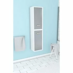 Aurlane COLONNE DE SALLE DE BAIN SCANDINAVE BLANC A SUSPENDRE - H150xP25xL35cm - NORDIK ASKA