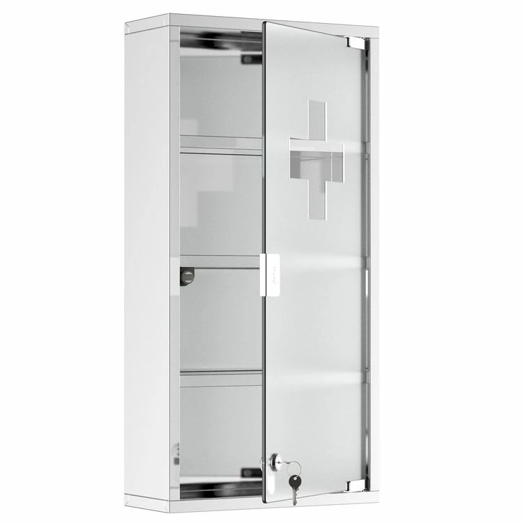 HOMCOM Armoire à Pharmacie 3 étagères 4 Niveaux 30L X 12l X 60H Cm Porte Verre Trempé Symbole Croix Acier Inoxydable Brossé 1 HOMCOM Armoire à Pharmacie 3 étagères 4 Niveaux 30L X 12l X 60H Cm Porte Verre Trempé Symbole Croix Acier Inoxydable Brossé
