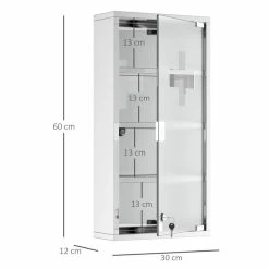 HOMCOM Armoire à Pharmacie 3 étagères 4 Niveaux 30L X 12l X 60H Cm Porte Verre Trempé Symbole Croix Acier Inoxydable Brossé 8 HOMCOM Armoire à Pharmacie 3 étagères 4 Niveaux 30L X 12l X 60H Cm Porte Verre Trempé Symbole Croix Acier Inoxydable Brossé -Paris Prix boutique B2CD 530