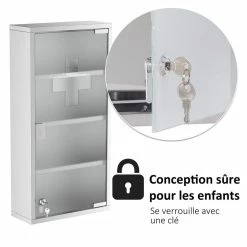 HOMCOM Armoire à Pharmacie 3 étagères 4 Niveaux 30L X 12l X 60H Cm Porte Verre Trempé Symbole Croix Acier Inoxydable Brossé 11 HOMCOM Armoire à Pharmacie 3 étagères 4 Niveaux 30L X 12l X 60H Cm Porte Verre Trempé Symbole Croix Acier Inoxydable Brossé -Paris Prix boutique B2CD 533