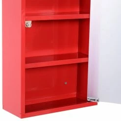 HOMCOM Armoire à Pharmacie 3 étagères 4 Niveaux Verrouillable Porte Verre Trempé Dépoli Logo Croix 30L X 12l X 60H Cm Acier Inox Rouge -Paris Prix boutique B2CD 538