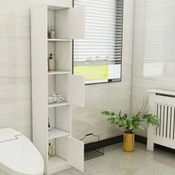 TOILINUX Colonne De Salle De Bain - Anne - Blanc - 180 X 33 X 30 Cm -Paris Prix boutique B2CD 57