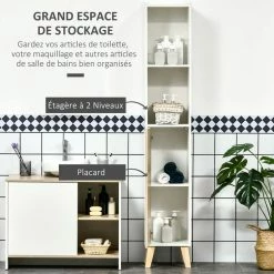 KLEANKIN Colonne De Salle De Bain Meuble De Rangement En MDF Blanc Et Effet Bois Avec 1 Porte Et 2 étagères 31 X 30 X 177 Cm 10 KLEANKIN Colonne De Salle De Bain Meuble De Rangement En MDF Blanc Et Effet Bois Avec 1 Porte Et 2 étagères 31 X 30 X 177 Cm -Paris Prix boutique B2CD 570