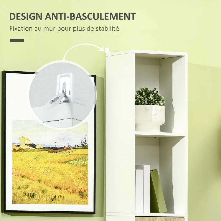 KLEANKIN Colonne De Salle De Bain Meuble De Rangement En MDF Blanc Et Effet Bois Avec 1 Porte Et 2 étagères 31 X 30 X 177 Cm 6 KLEANKIN Colonne De Salle De Bain Meuble De Rangement En MDF Blanc Et Effet Bois Avec 1 Porte Et 2 étagères 31 X 30 X 177 Cm – Image 6