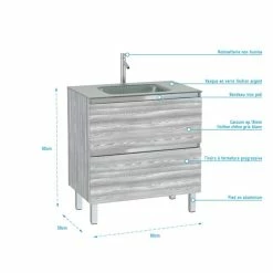 Aurlane Pack Meuble De Salle De Bain 80x50 Cm Chêne Gris-blanc - 2 Tiroirs - Vasque En Verre Argent 8 Aurlane Pack Meuble De Salle De Bain 80x50 Cm Chêne Gris-blanc - 2 Tiroirs - Vasque En Verre Argent -Paris Prix boutique B2CD 581