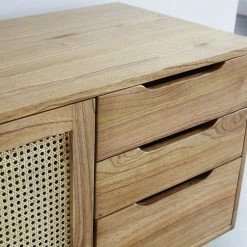 BOIS DESSUS BOIS DESSOUS Meuble Double Vasque En Mindi Massif Et Cannage 135 Cm -Paris Prix boutique B2CD 586