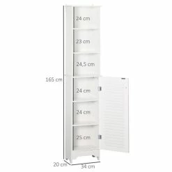 HOMCOM Meuble Colonne Salle De Bain 3 Niches Placard Porte Persienne 3 étagères MDF Panneaux De Particules Blanc -Paris Prix boutique B2CD 599