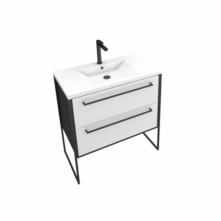 Aurlane Meuble De Salle De Bain 80x50cm NOIR MAT - 2 Tiroirs Blanc - Vasque Blanche - STRUCTURA F034 3 Aurlane Meuble De Salle De Bain 80x50cm NOIR MAT - 2 Tiroirs Blanc - Vasque Blanche - STRUCTURA F034 – Image 3